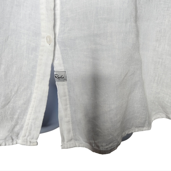 Rails Charli Embroidered Linen Blend Button Up Shirt Long Sleeve White Sz Large - Picture 8 of 12